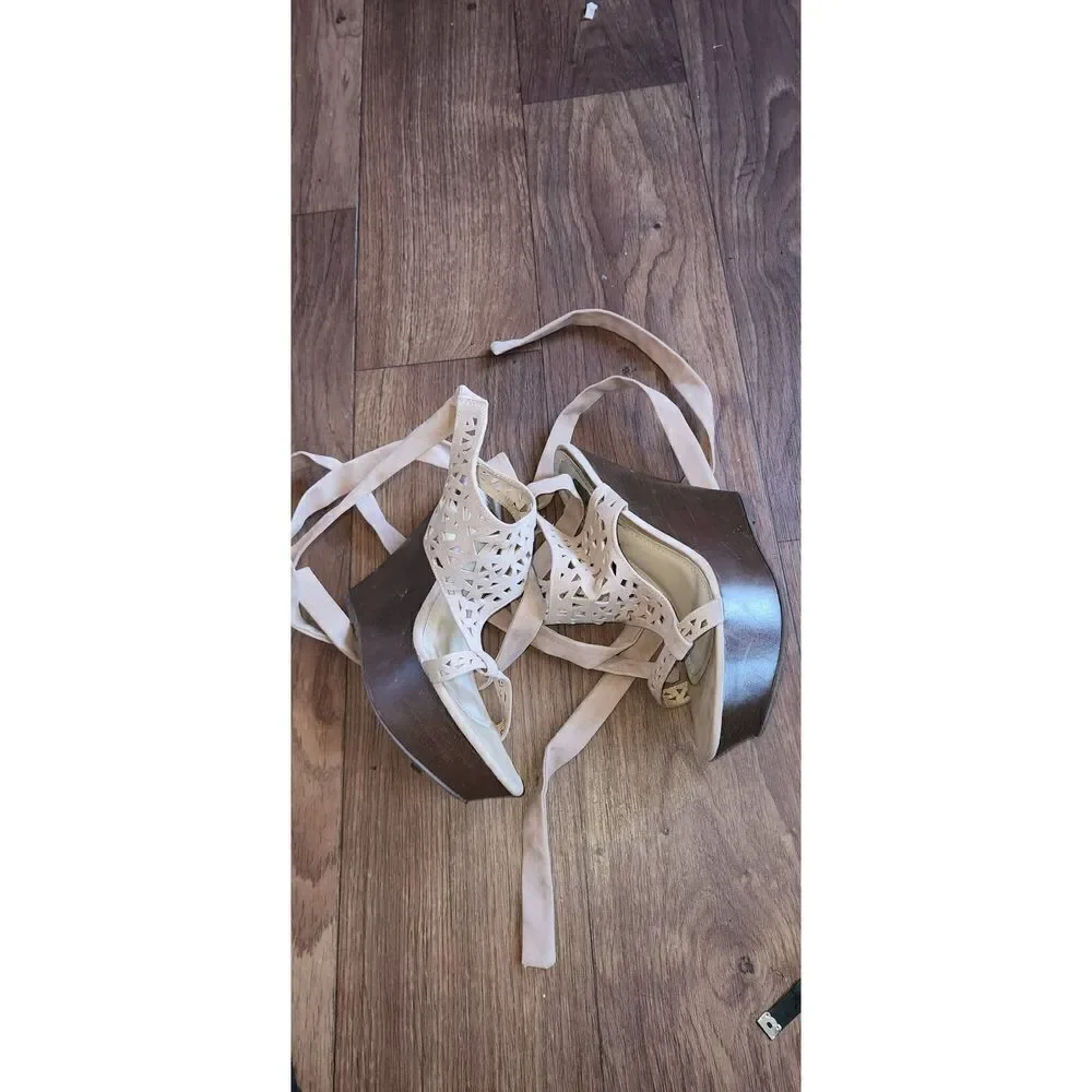 Bamboo Lace Up Wedge Sandals